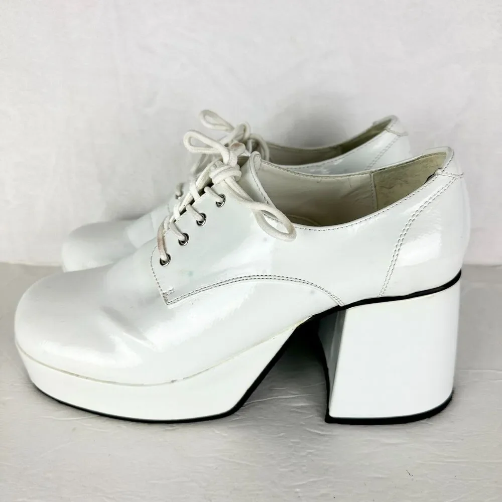 Funtasma Men's Jazz 02 Platform Oxford Shoes White M 10-11 Disco Costume Retro